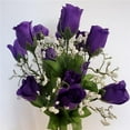 thumbnail image 1 of 14 Purple Rose Bud Bush Artificial Flowers, 1 of 1