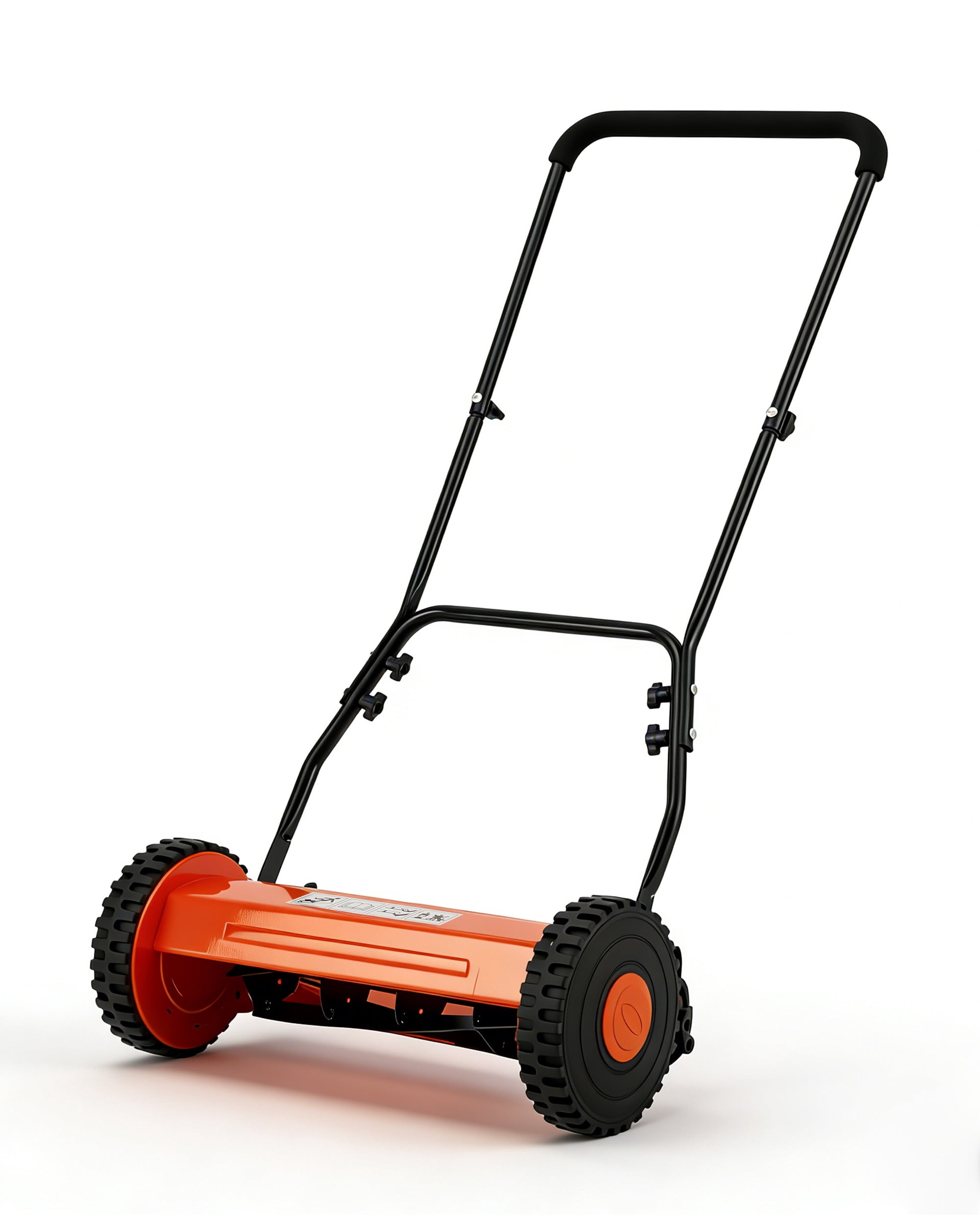 14" Push Reel Lawn Mower, 5-Blade Manual Walk-Behind Lawn Mower with Adjustable Cutting Height, Compact Push Mower for Small Yards, Orange