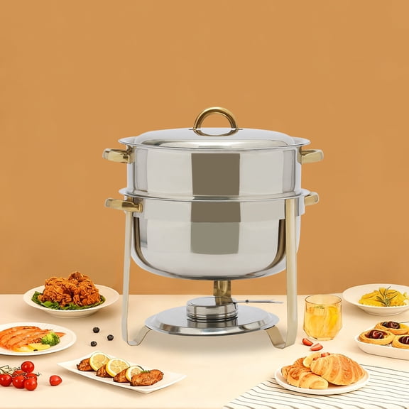 14 Qt Round Chafer Chafing Dish Set Stainless Steel Full Size Warmer Pot