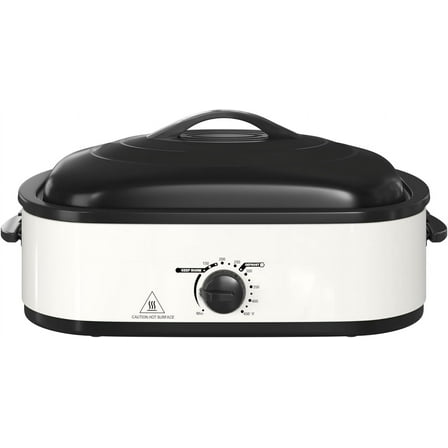 14 Quart Electric Roaster Oven, Roaster Oven, Turkey Roaster Electric, Roaster Oven Buffet, Selfbasting Lid, Removable Pan, Full-Range Temperature Control Cool-Touch Handles, White Body, Black Lid