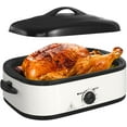 thumbnail image 1 of 14 Quart Electric Roaster Oven with Slow Cooker Function, Turkey Roaster Oven Buffet with Self-Basting Lid, Removable Pan, Cool-Touch Handles, Easy to Clean, White, 1 of 14