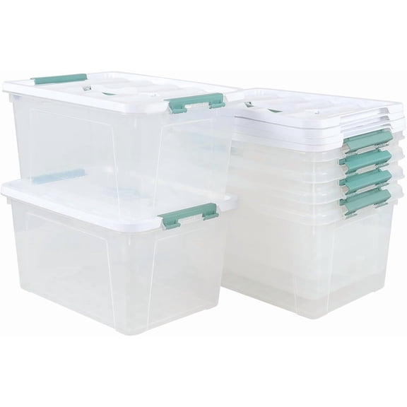 14 Quart Plastic Storage Bin with Lid, 6 Packs Clear Latching Container Box