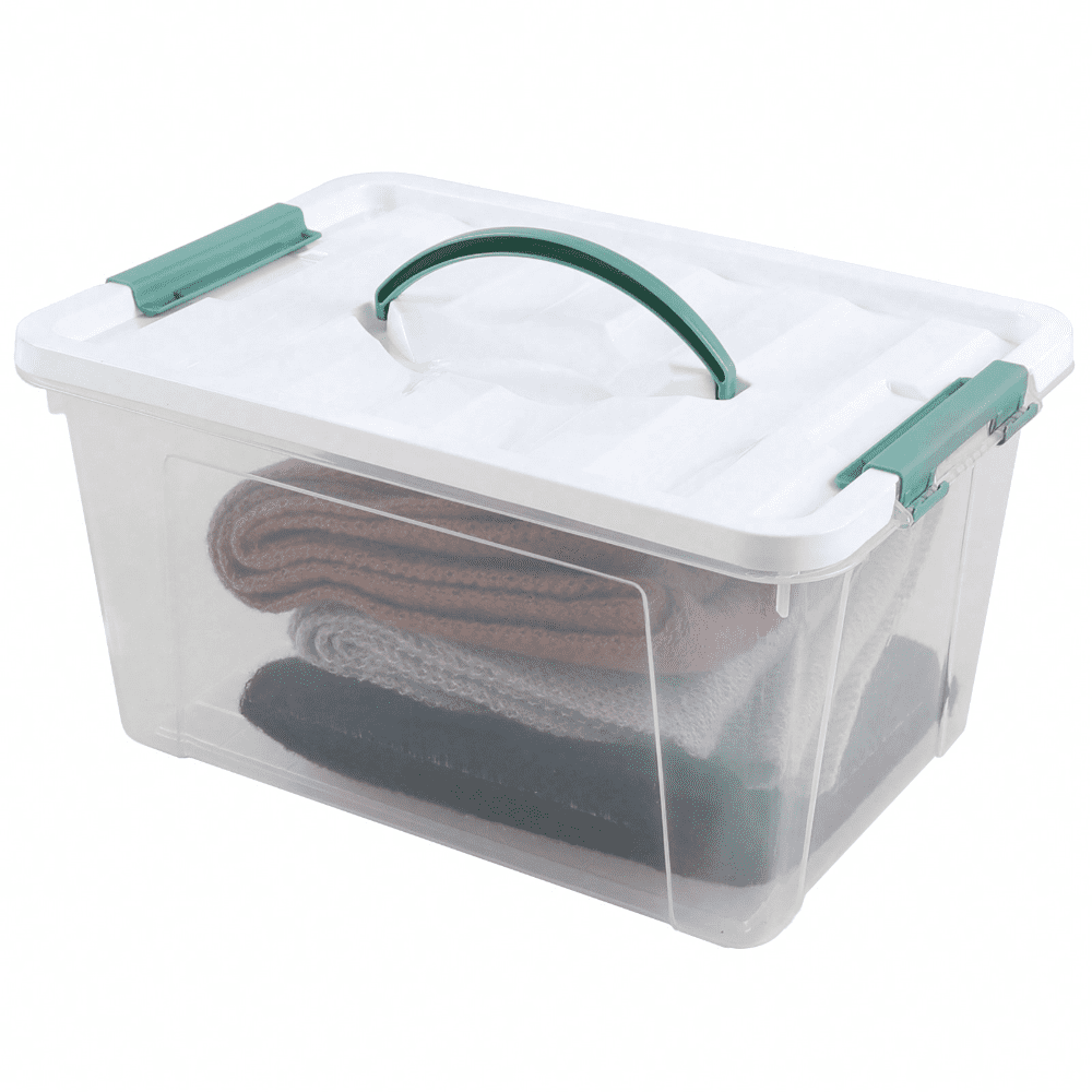 Latching Cover Box 14 Quarts Plastic Latching Box With Lid, Clear Latching Storage Bin ...