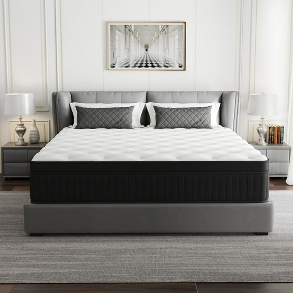 AMENDPATURE 14" Queen Hybrid Mattress,Gel Infused Memory Foam and Pocket Spring in a Box,Medium,Adult