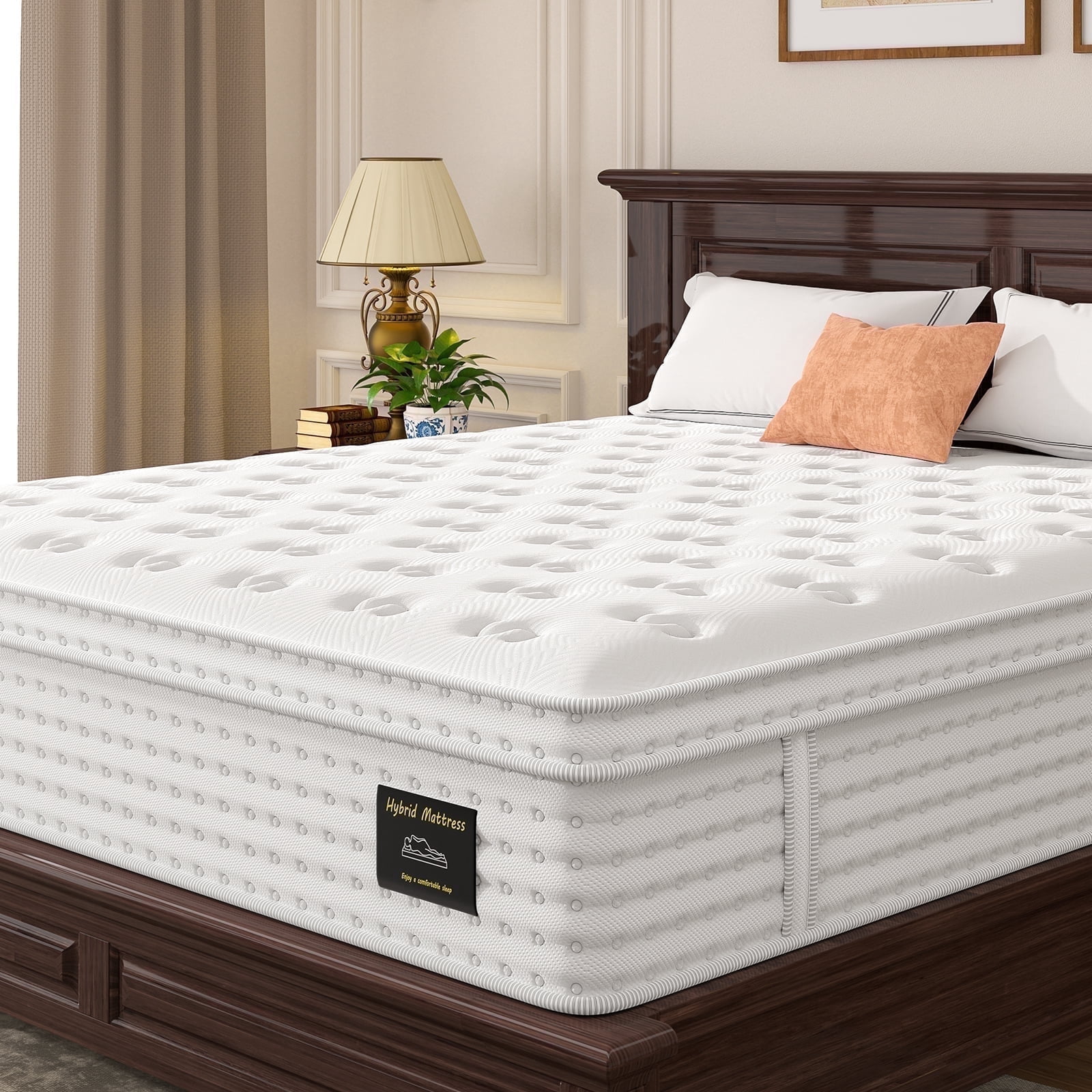 Bedstory Somnix 14" Medium Firm Queen Mattress in a Box, Gel Memory Foam with Individually Wrapped Pocket Coils, 365 Night Trial