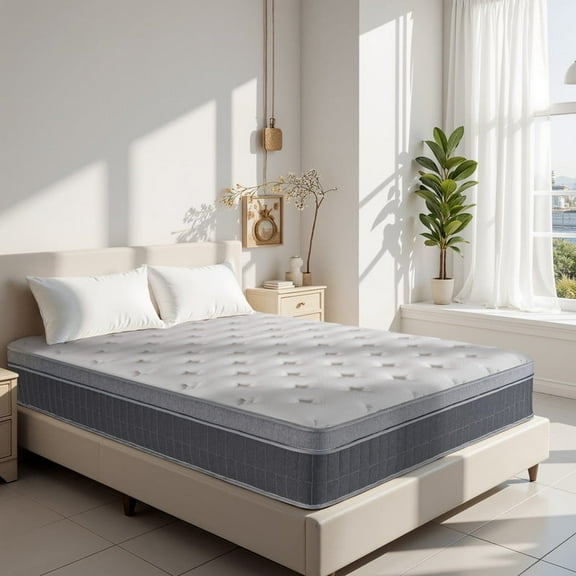 14"Queen Hybrid Mattress in a Box - Gel Memory Foam and Pocket Springs for Cool Sleep, Pressure Relief and Edge Support
