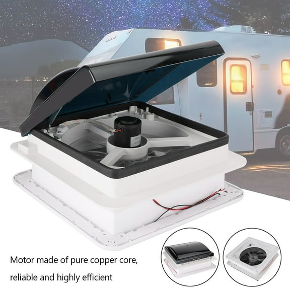 14" RV Caravan Roof Vent Manual RV Camper Fan 12V Skylight With LED Light