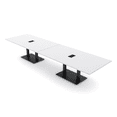thumbnail image 1 of 14' Rectangular Modular Conference Table Black Bases Electric Modules, 1 of 7