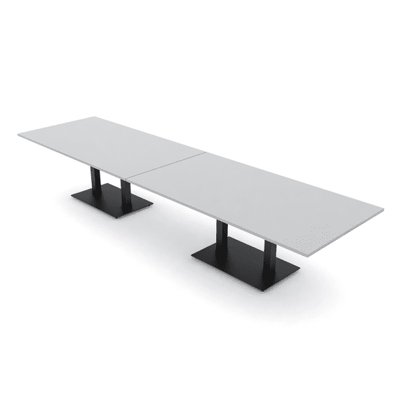 14' Rectangular Modular Conference Table Black Bases Electric Modules