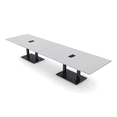 thumbnail image 1 of 14' Rectangular Modular Conference Table Black Bases Electric Modules, 1 of 7