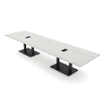 thumbnail image 1 of 14' Rectangular Modular Conference Table Black Bases Electric Modules, 1 of 7