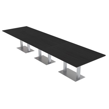 14' Rectangular Modular Conference Table Metal Bases Electric Modules