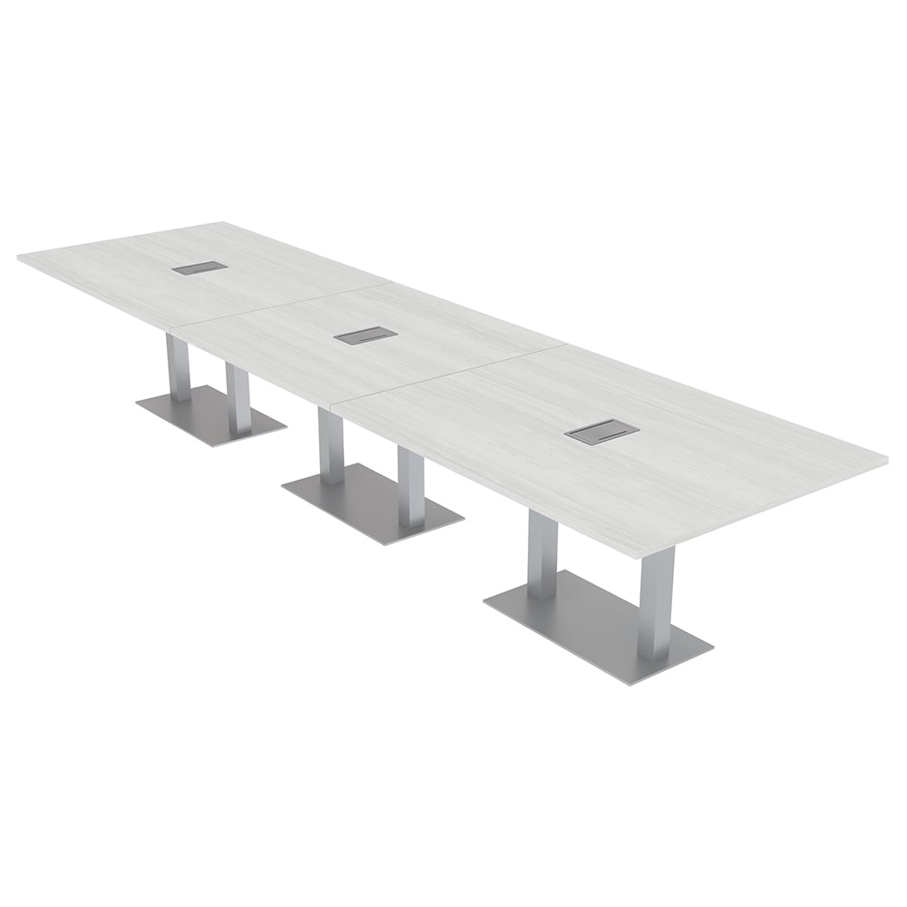 14' Rectangular Modular Conference Table Metal Bases Electric Modules ...