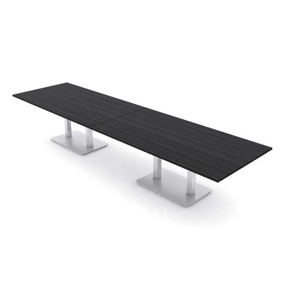 14' Rectangular Modular Conference Table Metal Bases Electric Modules