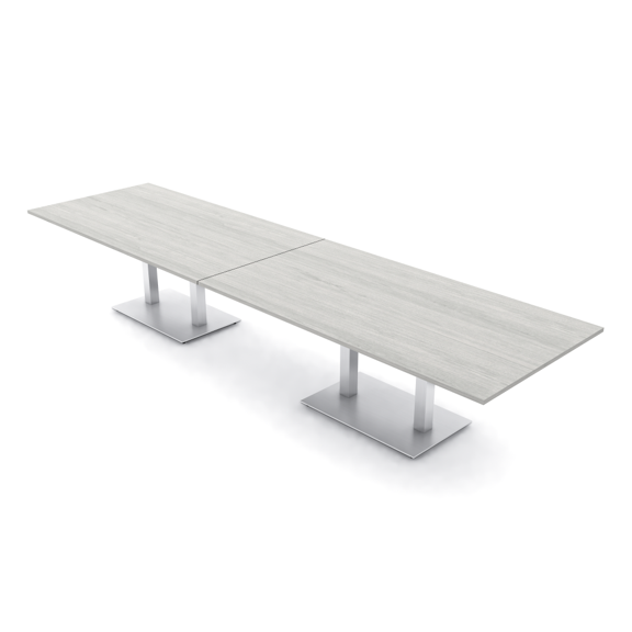 14' Rectangular Modular Conference Table Metal Bases Electric Modules