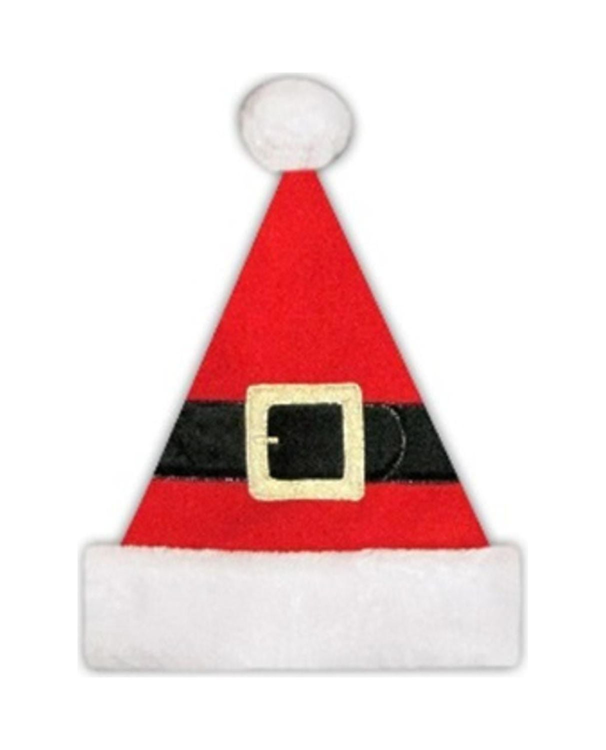 14" Red Christmas Santa Hat with Belt Buckle and White Faux Fur Brim - Medium Adult Size