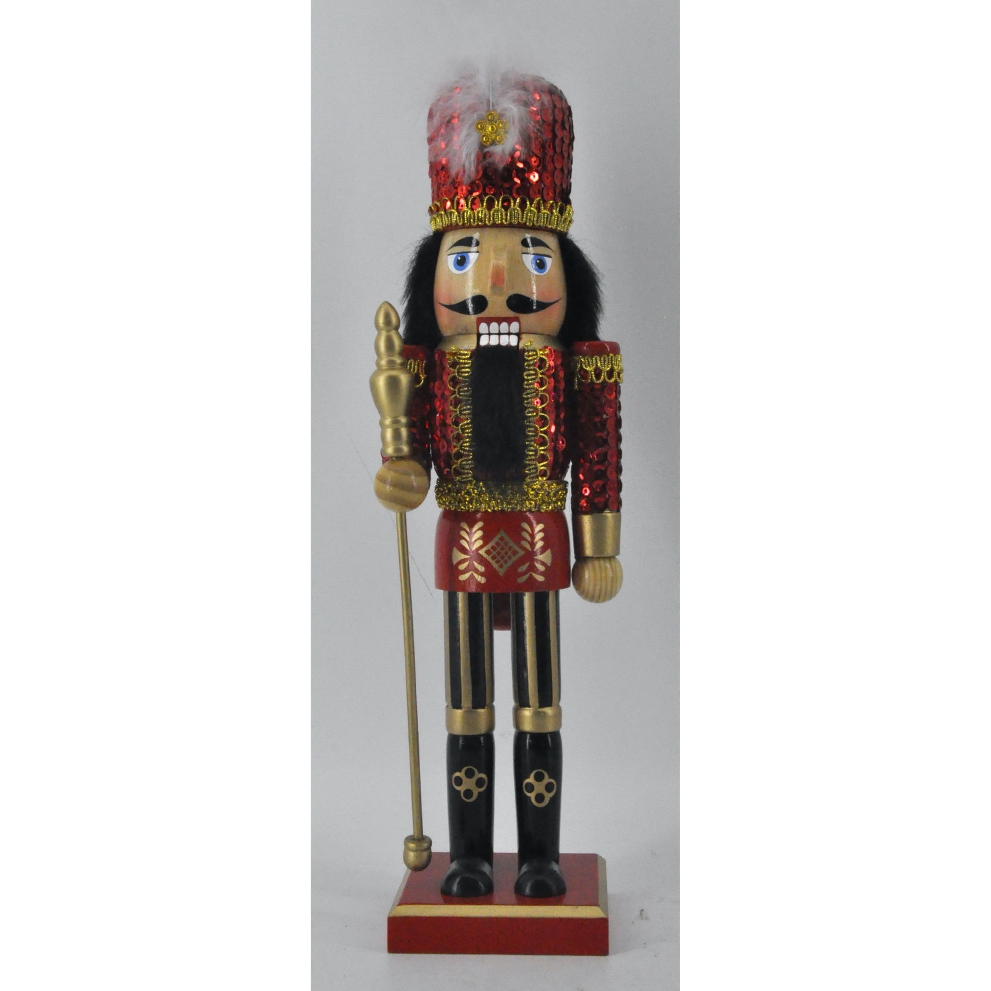 14" Red and Gold Sequin Soldier Nutcracker Figurine