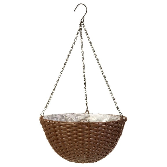 14" Resin Woven Hanging Basket, Espresso Brown, Hangings Basket