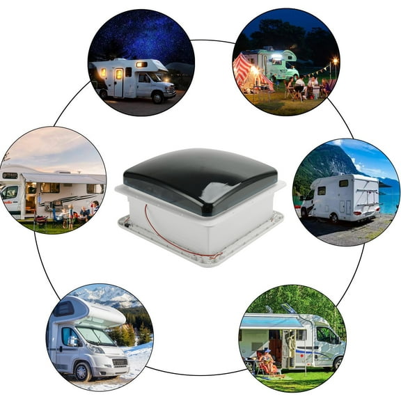14" Roof Vent with 3-Speed 12V Fan For RV Caravan Skylight LED Light