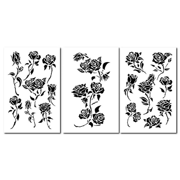 14" Rose Painting Stencils Wall Model Craft Decorating Roses Airbrush Flower Template 3 Pack