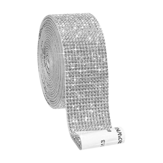 14-Row Crystal Rhinestone Self-Adhesive Ribbon Decor - With Adhesive-Backed 1.2" Wide, Sparkly Decorative Strip For Crafts, Parties, Weddings, Gifts - Diy Crafts, Party Supplies,
