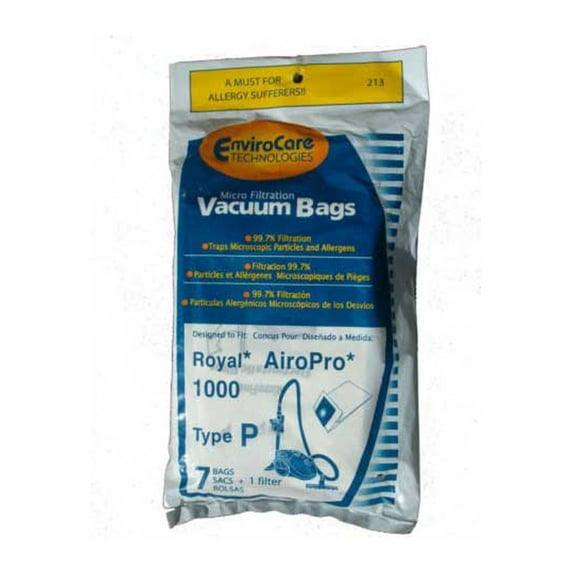 14 Royal Type P Allergy Vacuum Bags, Airpro Ry 1000, Canister Vacuum Cleaners, 3-RY1100-001