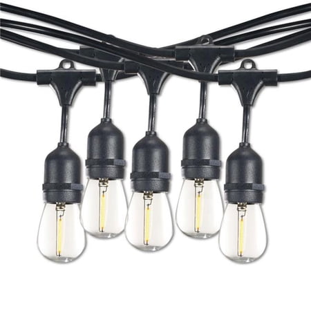 14' STRING LIGHT 10 SOCKETS 16'' SPACING E26 BLACK KIT - W/1W PLASTIC LED S14 CLEAR LAMPS