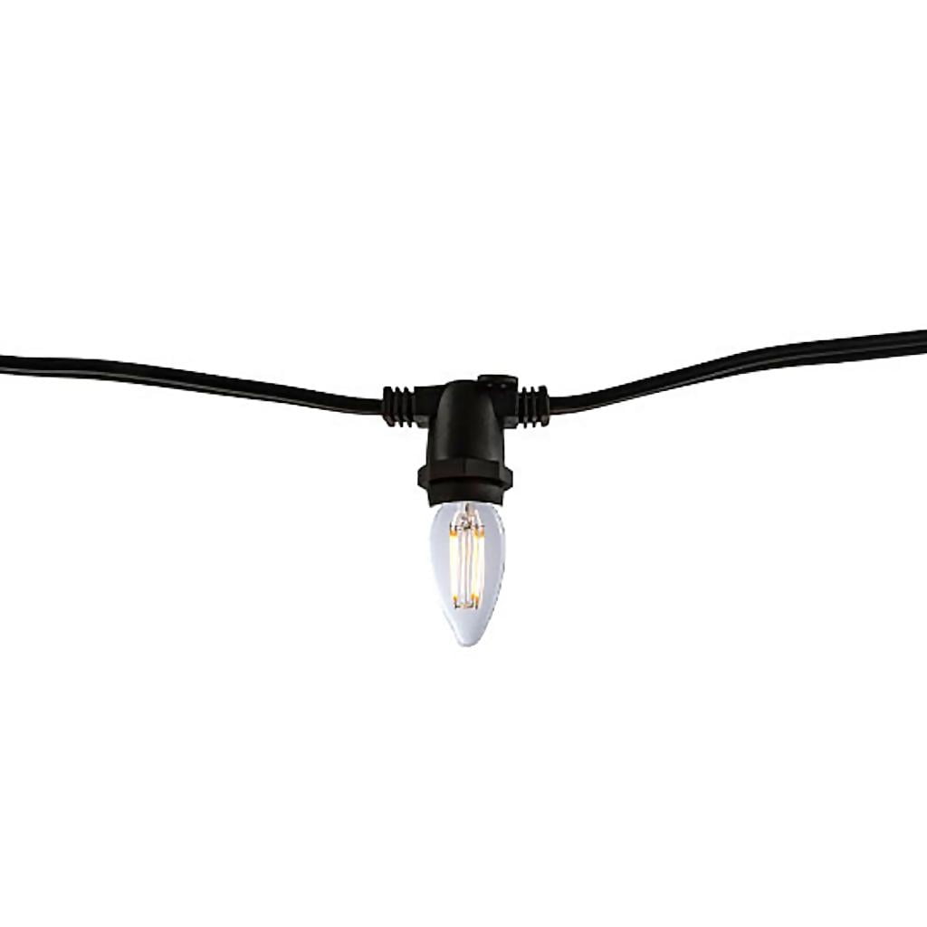 14' STRING LIGHT 10 SOCKETS KIT BLACK W/ LED 2.5W B11 CLEAR E12 LAMPS ...