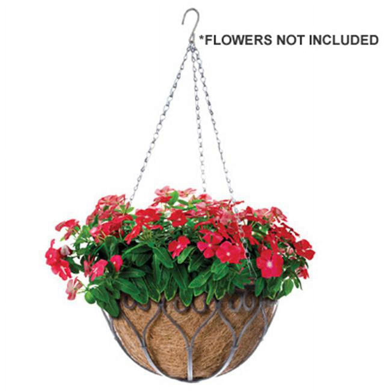 Antique Iron 14" Hanging Basket with Cocoa Liner