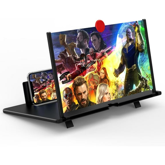 14" Screen Magnifier for Cell Phone,3D Magnifying Projector Screen Enlarger Expander for Movies, Videos, and Gaming, Foldable Phone Stand with Screen Amplifier, Compatible with All Smartphones