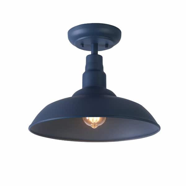 14" Semi Flush Mount Ceiling Light Fixture in Blue Finish, Stylish Metal Fixture for Indoor and Outdoor Spaces, Rust and Waterproof