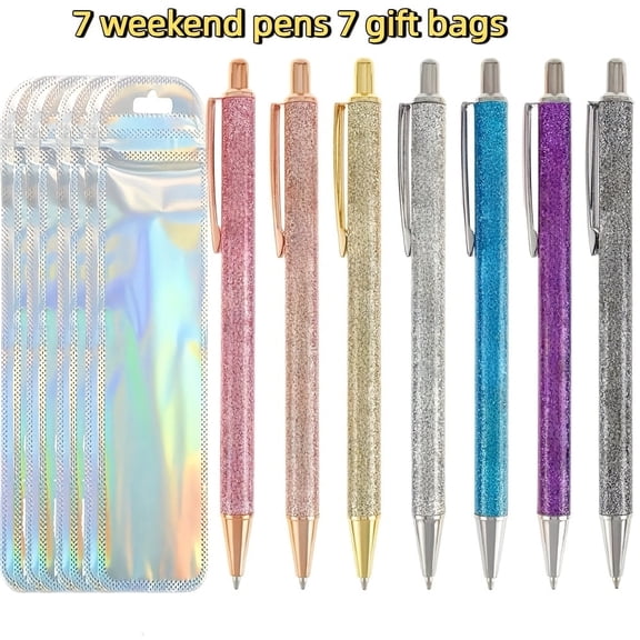 7 Funny Pens Weekend Including 7 Week Ballpoint Pens 7 Gift Bags Retractable Ballpoint Pens Office Gifts
