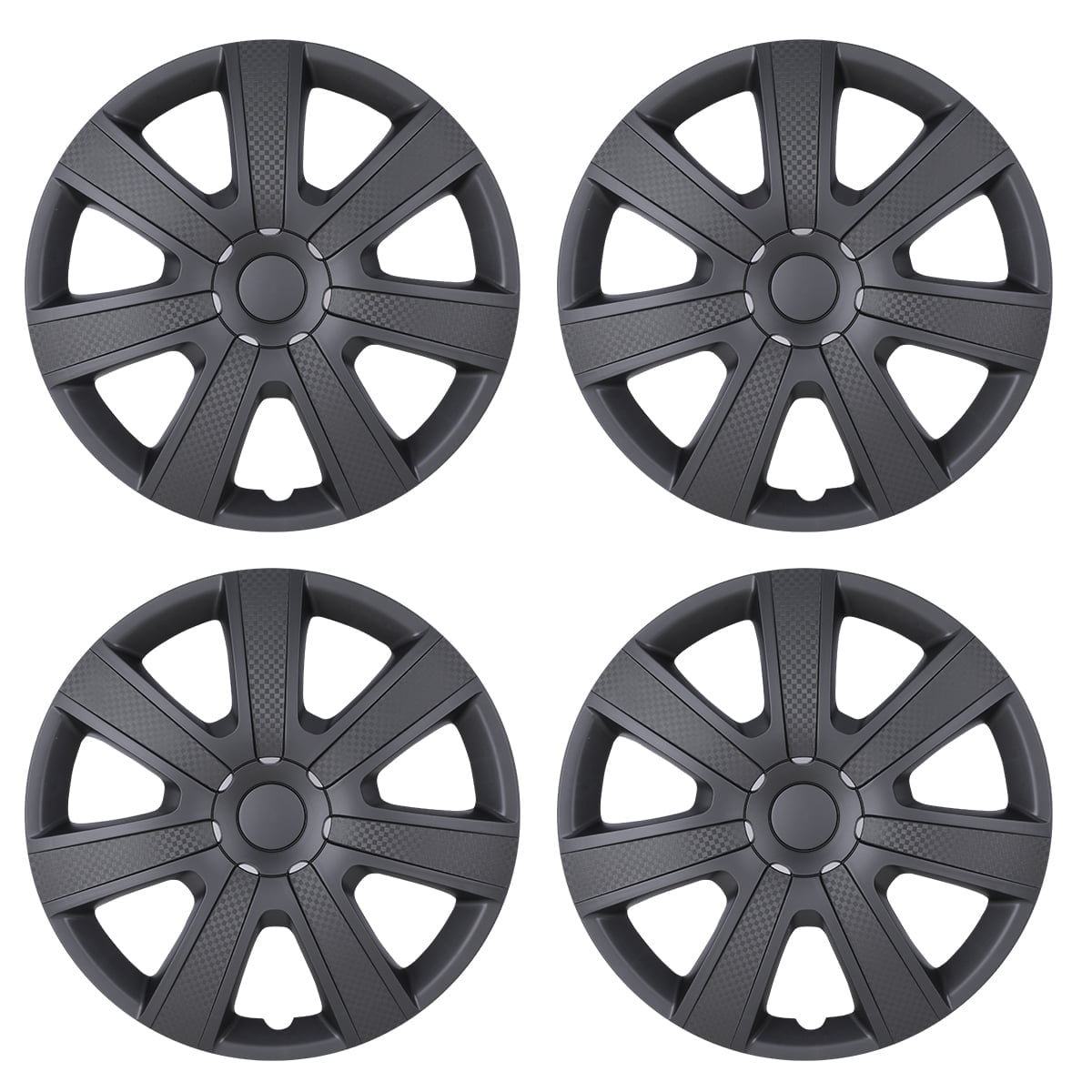 WOLFSTORM 14 Inch Black Wheel Covers Set of 4 Snap On for R14 Tire ...