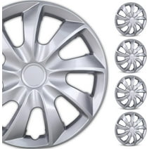 14" Set Of 4 Silver Wheel Covers Snap On Hub Caps Fit R14 Tire + Steel Rim
