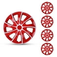 thumbnail image 1 of 14" Set of 4 Universal Wheel Covers Snap on Hubcaps Full Hub Caps Fit R14 Tire & Steel Rim (4 Pack)-White Lacquer & Red Lacquer, 1 of 8