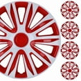 thumbnail image 1 of 14" Set Of 4 Universal Wheel Rim Cover Hubcaps Snap On Hubcaps Full Hub Caps fit R14 Tire & Steel Rim (4 Pack)-WHITE LACQUER & RED LACQUER, 1 of 10