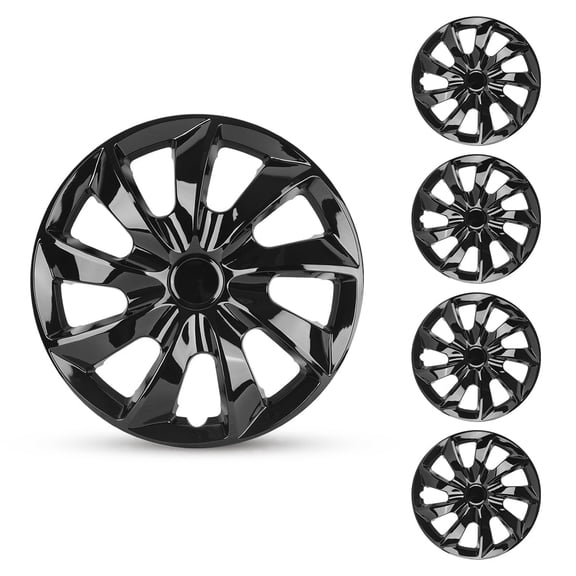 14" Set of 4 Universal Wheel Covers & Hub Caps ABS&PC Lacquer Black,Snap on Hubcaps Full Hub Caps Fit R14 Tire & Steel Rim
