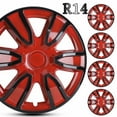thumbnail image 1 of 14" Set of 4 Wheel Covers Snap on Hubcaps Full Hub Caps Fit R14 Tire & Steel Rim (4 Pack)-Black Lacquer & Red Lacquer, 1 of 12
