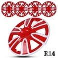 thumbnail image 1 of 14" Set of 4 Wheel Covers Snap on Hubcaps Full Hub Caps Fit R14 Tire & Steel Rim (4 Pack)-White Lacquer & Red Lacquer, 1 of 12