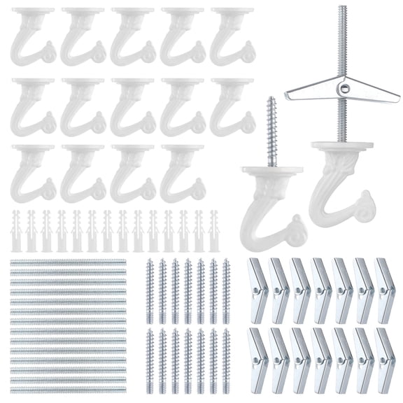 14 Sets Ceiling Hooks for Hanging Plants, Decorative Swag Hooks with Screws and Toggle Wings, Heavy Duty Zinc Alloy Hook for Ceiling and Wall Mount, Hanging Hook for Indoor Decor