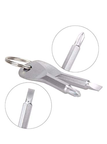 14 Sets Portable Every Day Carry Keys Ring Cross and Slot Type Screwdriver Men's Socks Key Outdoor Multifunction Key Chain Stainless Keychain Pocket Tool Screwdriver Set with Keych