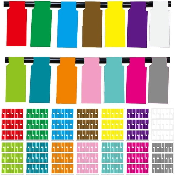 14 Sheet Multicolor Cable Labels, 420 Pcs Waterproof Vinyl P-Shaped Cable Tages for Cord Management,Self-Adhesive Handwritten Wire Markers for Electronics Cable Organize,Printable for Laser Printer