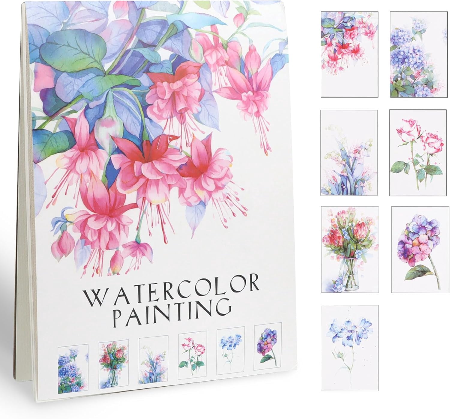 14 Sheets Flower Watercolor Paper Book 9x12'' Watercoloring Paper Painting Pad Arts Water Coloring Pad Paint Stress-Relief Art Painting Supplies Ideal for Beginners