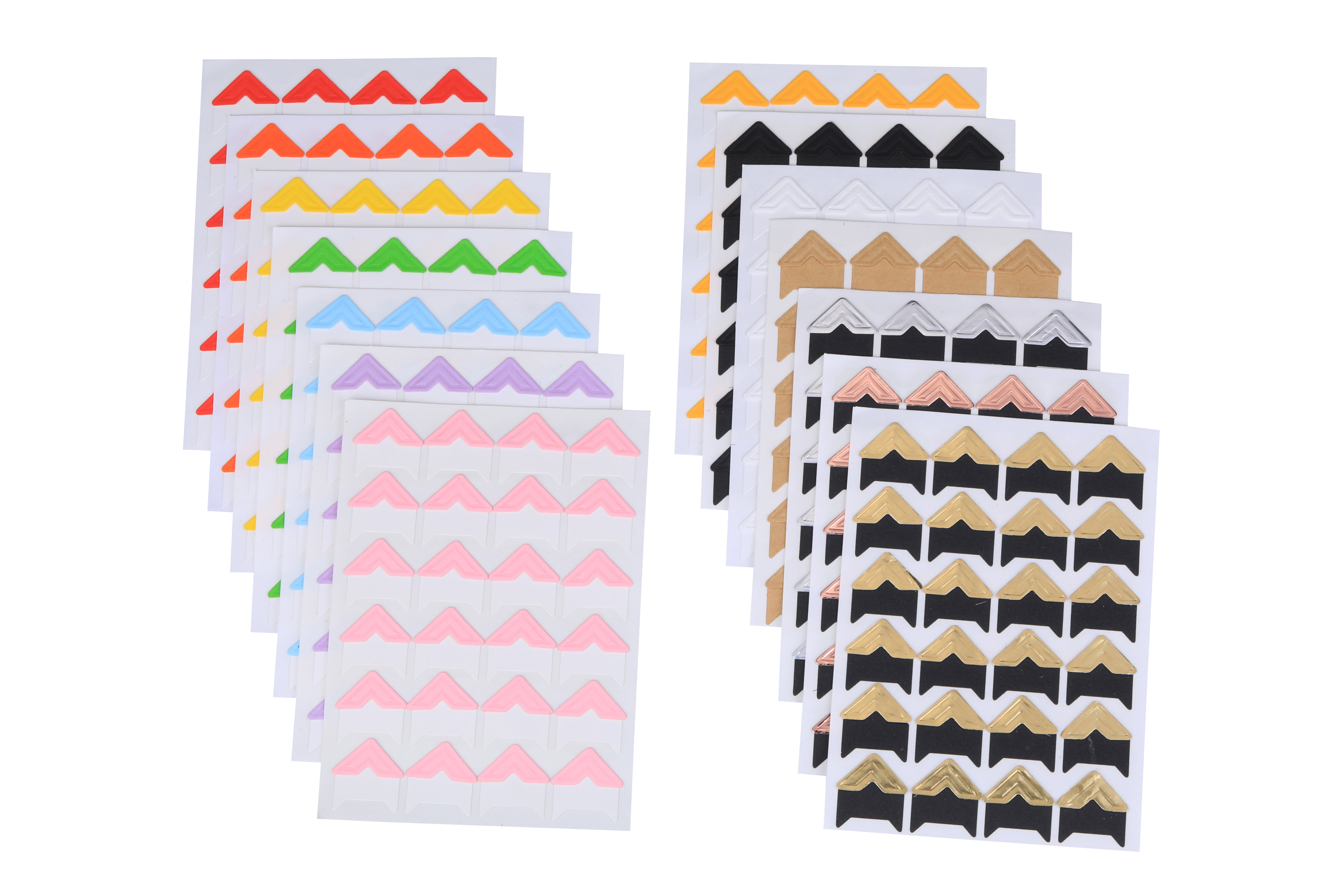 14 Sheets Multicolor Self-Adhesive Photo Corners, 336 Photo Corner Stickers for Scrapbooking, Albums, Journals and Crafts