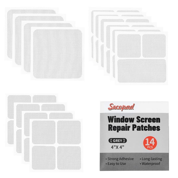 14 Sheets Window Screen Patches Repair Kit, 3 Sizes Window Screen Repair Kit for Mesh Screen Door, Strong Adhesive Fiberglass Quick Screen Repair Tape Black/Grey