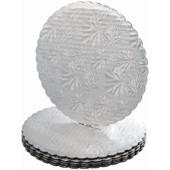 14" Silver Scalloped Edge Boards, 6 ct