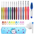 thumbnail image 1 of 14 Size Crochet Hooks Set, 2mm(B)-10mm(N) Crochet Kit for Beginners, Knitting Needles with Ergonomic Handles for Arthritic Hands, Crochet Needle Kit with Blue Case for Crocheters, 1 of 7