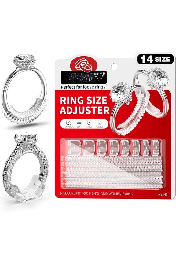 14 Sizes Ring Sizer Adjuster for Loose Rings,  Ring Guards Invisible Ring Spacers Fitter, Transparent Ring Resizer Tightener for Women and Men