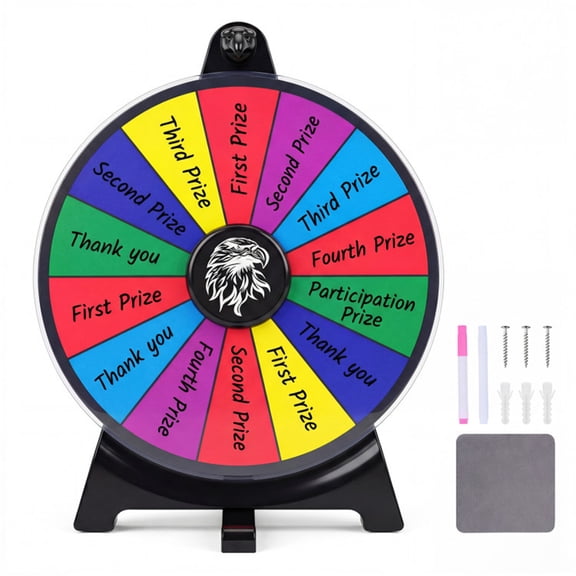 14 Slot Rewritable Spinning Prize Wheel with Foldable Stand Tabletop Fortune Wheel Customizable Game Wheel for Party Carnival Trade Show Promotion