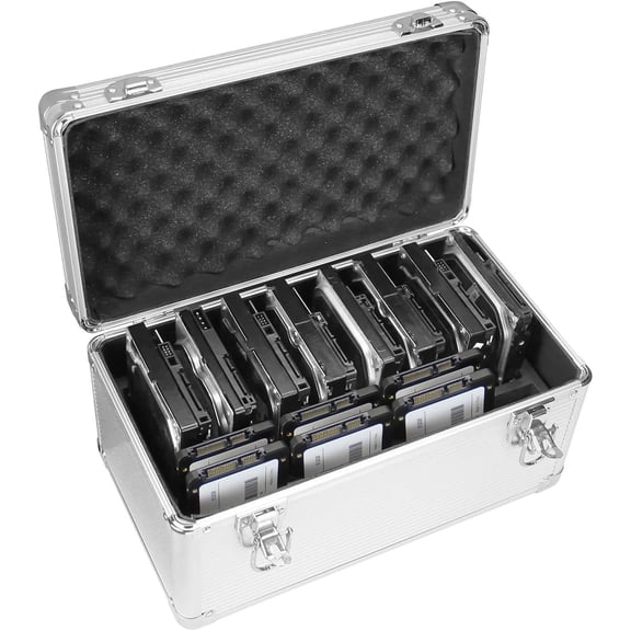 14-Slot Storage Box for 2.5/3.5 Inch Internal Hard Disk, Portable Design for Carrying and Transportation, IP65 Water Resistant, HDD Organizer and Protective Box